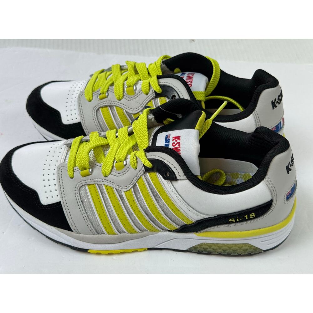 K-Swiss Rannell Men's White Black Gray Neon Sneaker Size 8.5 NWOB